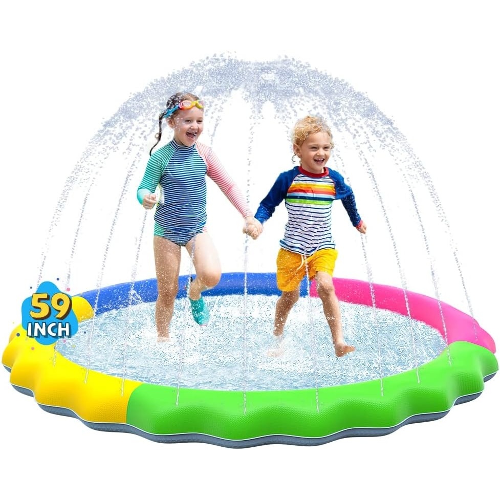 image:imageVISTOP 67 NonSlip Splash Pad for Kids and Dogs Thickened Sprinkler Pool for Toddlers Outdoor Backyard Water Toys Fun Fountain Play Mat for Babies Children amp Pets BlueRedyellowgreenblue