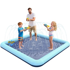 VISTOP 67″ Non-Slip Splash Pad for Kids and Dogs, Thickened Sprinkler Pool for Toddlers, Outdoor Backyard Water Toys, Fun Fountain Play Mat for Babies, Children & Pets Blue(Square Blue&blue)